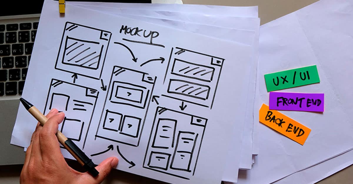 Handwritten website mockup showing the personal touch and creativity behind web design from the Why Website Personalization Is Key to Website Design article by Design At Work