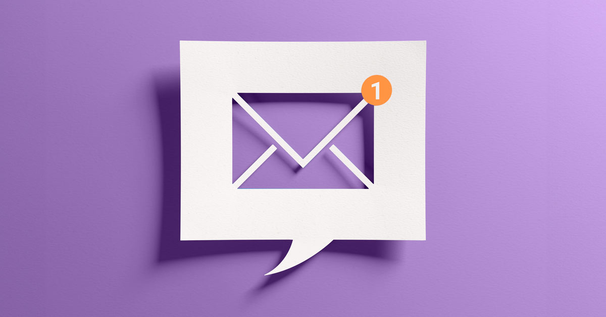 Envelope inside a text bubble showing email marketing from the How (And Why) to Create a Killer Email Marketing Strategy article by Design At Work