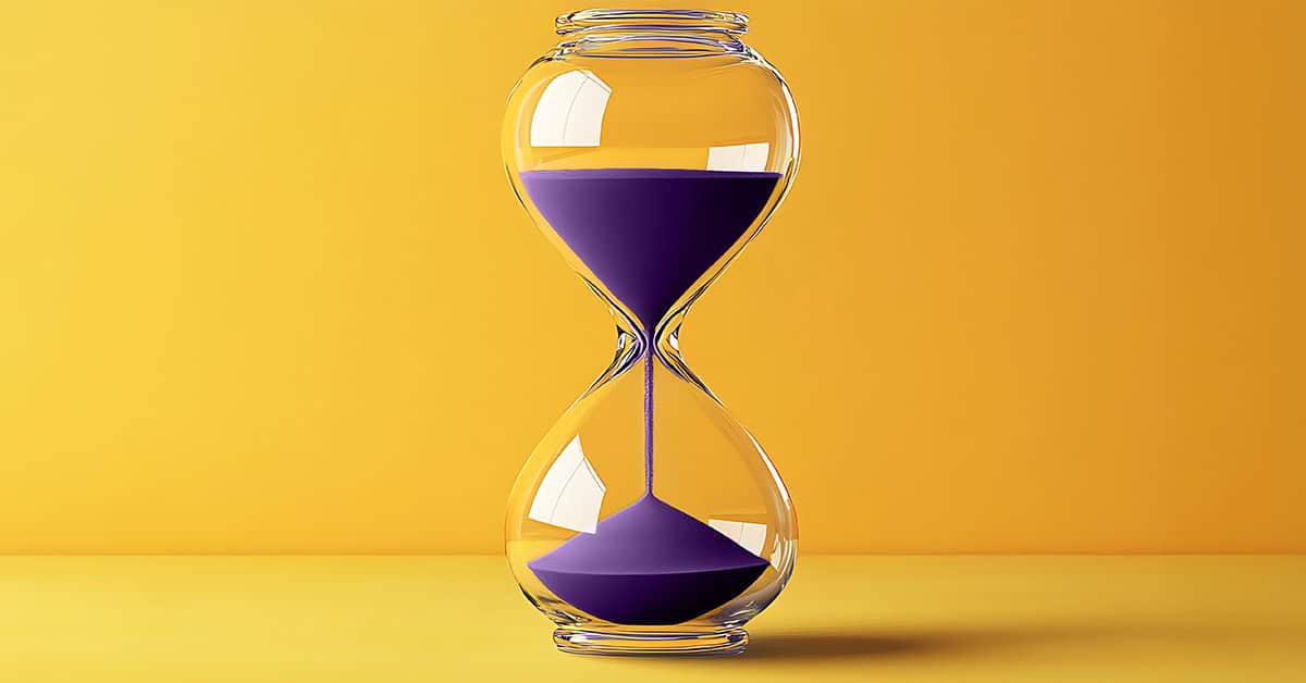 Hourglass showing time running out from the When Is the Right Time to Hire a Marketing Agency article by Design At Work