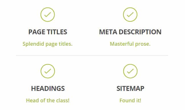 SEO categories display in the grader.