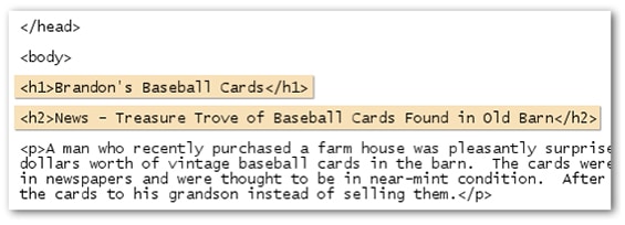 Heading tag example