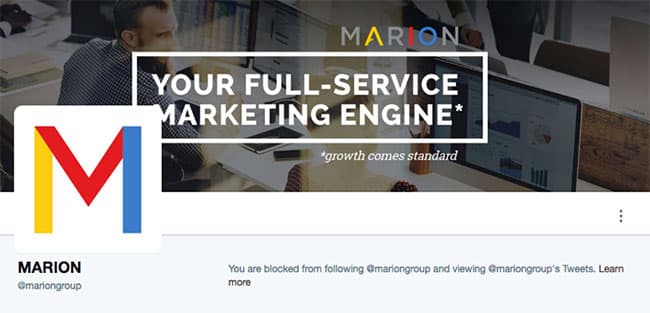 Image showing someone blocked from viewing tweets