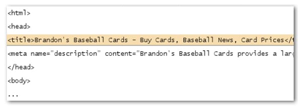 Title tag code example